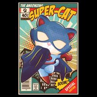 Funny Vintage The Ameowzing Super-Cat Comic Cover Flatbill Hat
