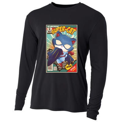 Funny Vintage The Ameowzing Super-Cat Comic Cover Cooling Performance Long Sleeve Crew
