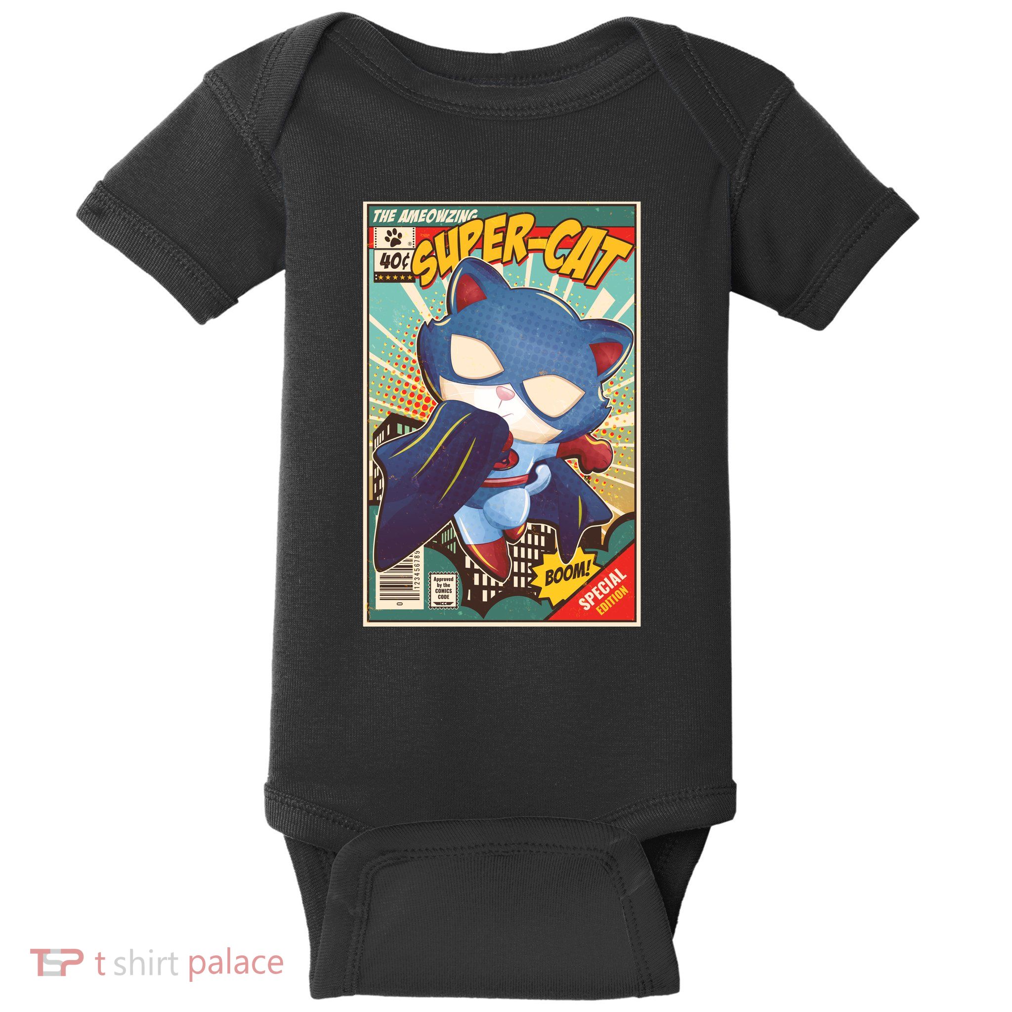 Funny Vintage The Ameowzing Super-Cat Comic Cover Baby Bodysuit
