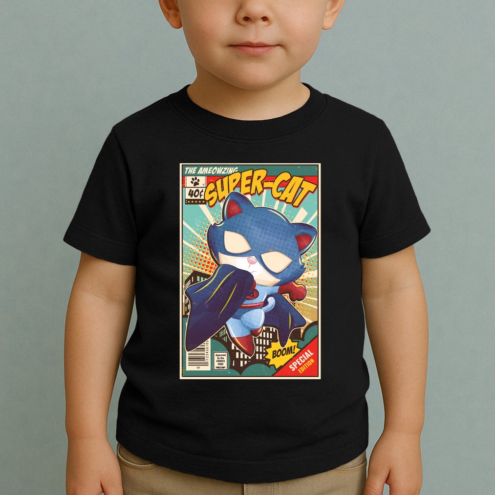 Funny Vintage The Ameowzing Super-Cat Comic Cover Toddler T-Shirt