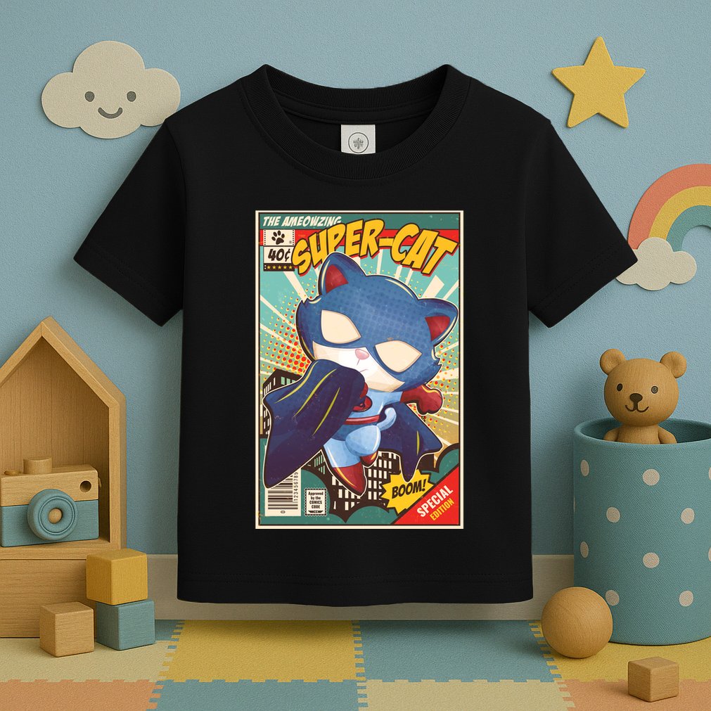 Funny Vintage The Ameowzing Super-Cat Comic Cover Toddler T-Shirt