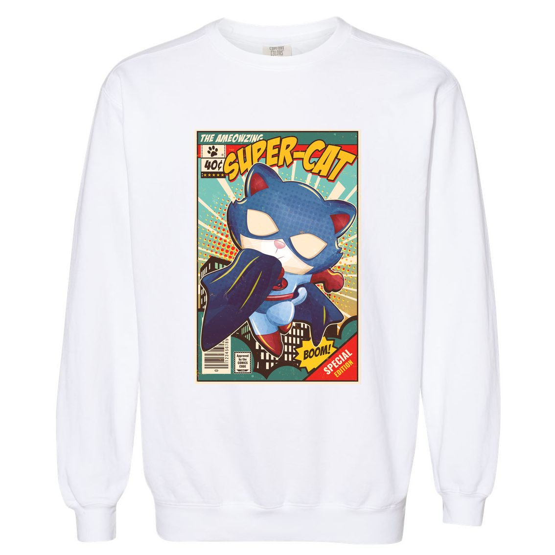 Funny Vintage The Ameowzing Super-Cat Comic Cover Garment-Dyed Sweatshirt