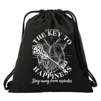 Funny Vintage The Key to Happiness Drawstring Bag