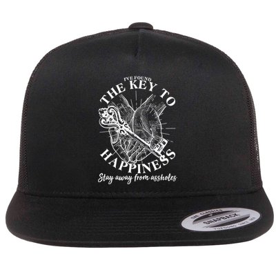 Funny Vintage The Key to Happiness Flatbill Hat