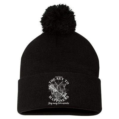 Funny Vintage The Key to Happiness Pom Pom 12in Knit Beanie