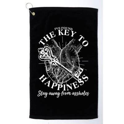 Funny Vintage The Key to Happiness Golf Towel
