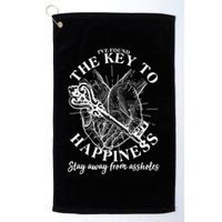 Funny Vintage The Key to Happiness Golf Towel