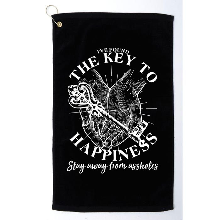Funny Vintage The Key to Happiness Golf Towel