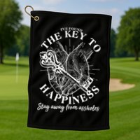 Funny Vintage The Key to Happiness Golf Towel
