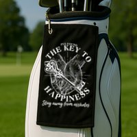Funny Vintage The Key to Happiness Golf Towel