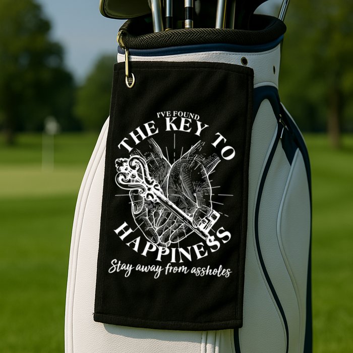 Funny Vintage The Key to Happiness Golf Towel