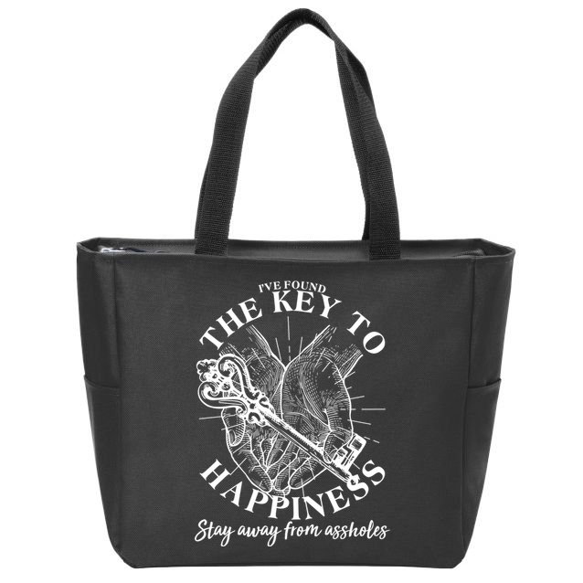 Funny Vintage The Key to Happiness Zip Tote Bag