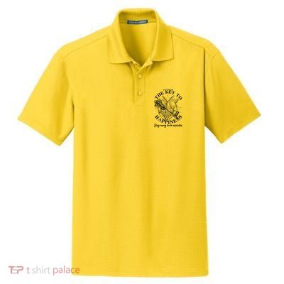 Funny Vintage The Key to Happiness Dry Zone Grid Polo