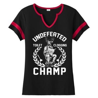 Funny Vintage Undefeated Toilet Clogging Champ Ladies Halftime Notch Neck Tee