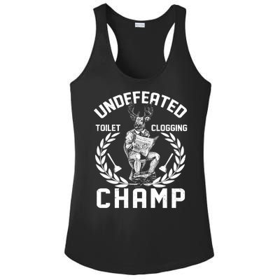 Funny Vintage Undefeated Toilet Clogging Champ Ladies PosiCharge Competitor Racerback Tank