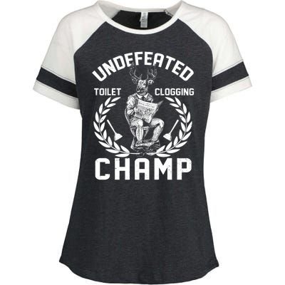 Funny Vintage Undefeated Toilet Clogging Champ Enza Ladies Jersey Colorblock Tee