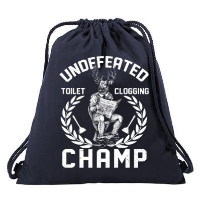 Funny Vintage Undefeated Toilet Clogging Champ Drawstring Bag