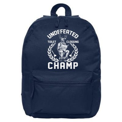 Funny Vintage Undefeated Toilet Clogging Champ 16 in Basic Backpack