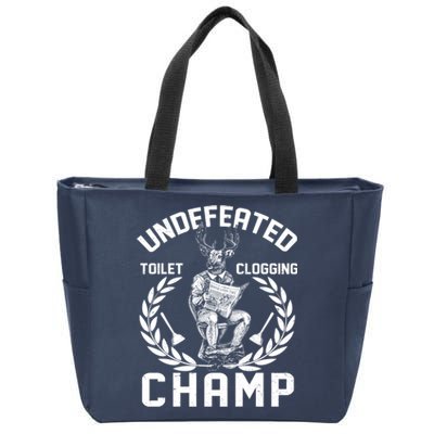 Funny Vintage Undefeated Toilet Clogging Champ Zip Tote Bag