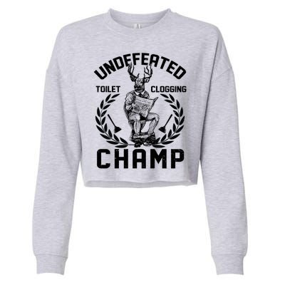 Funny Vintage Undefeated Toilet Clogging Champ Cropped Pullover Crew