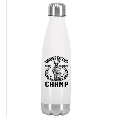 Funny Vintage Undefeated Toilet Clogging Champ Stainless Steel Insulated Water Bottle