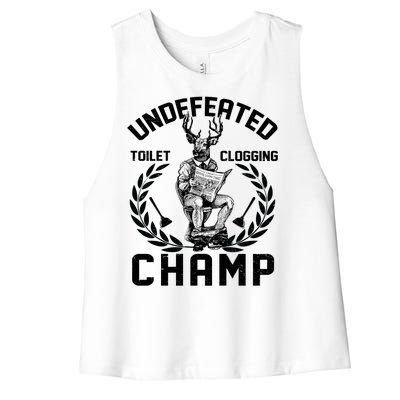 Funny Vintage Undefeated Toilet Clogging Champ Women's Racerback Cropped Tank