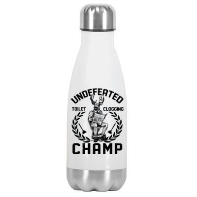 Funny Vintage Undefeated Toilet Clogging Champ Stainless Steel Insulated Water Bottle