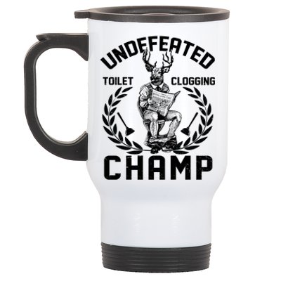 Funny Vintage Undefeated Toilet Clogging Champ Stainless Steel Travel Mug