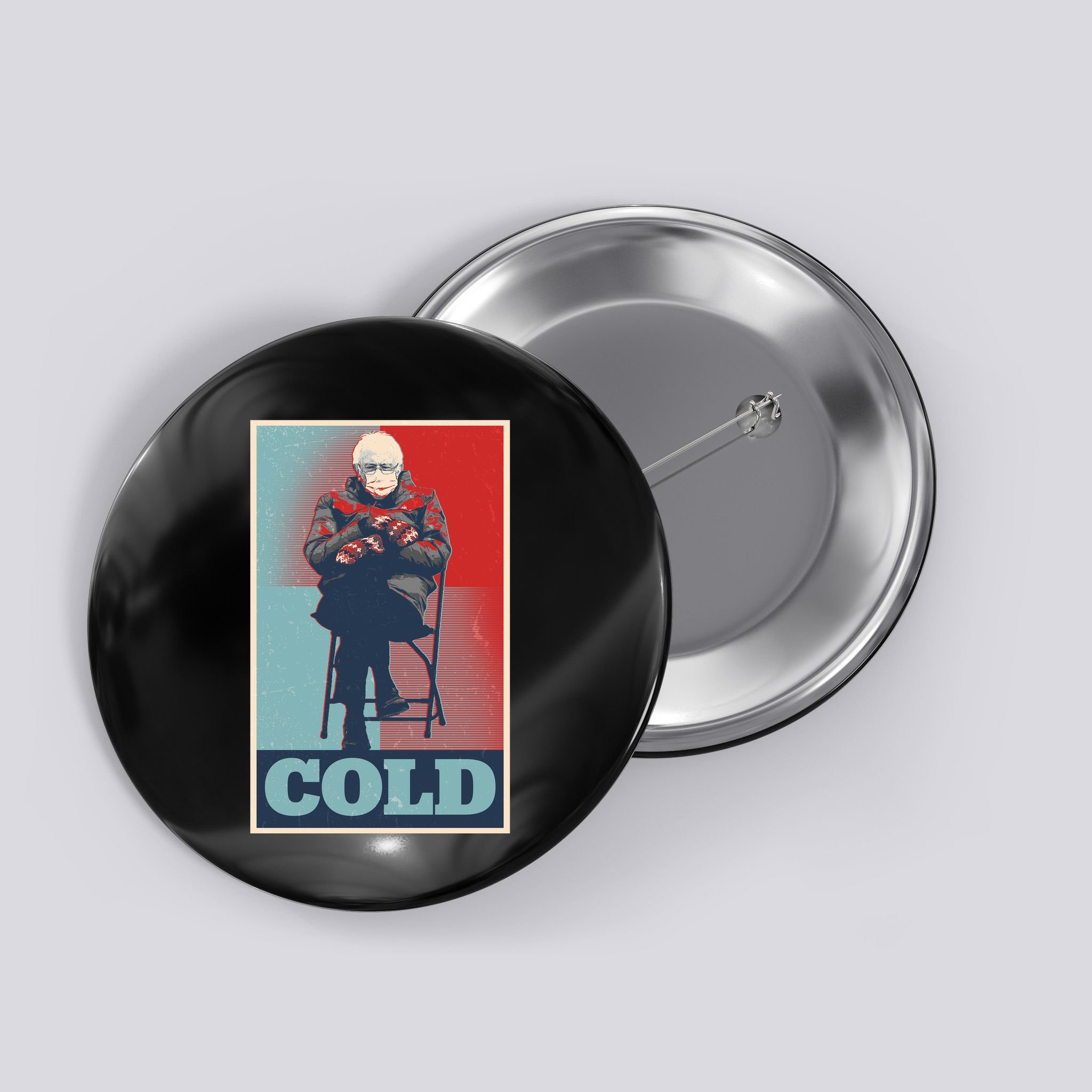 Funny Vintage Vote Cold Poster Bernie Sanders Mitten Meme Button