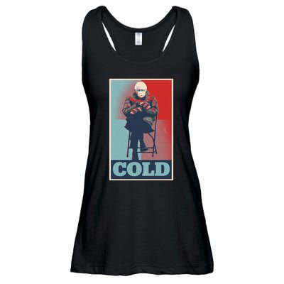 Funny Vintage Vote Cold Poster Bernie Sanders Mitten Meme Ladies Essential Flowy Tank