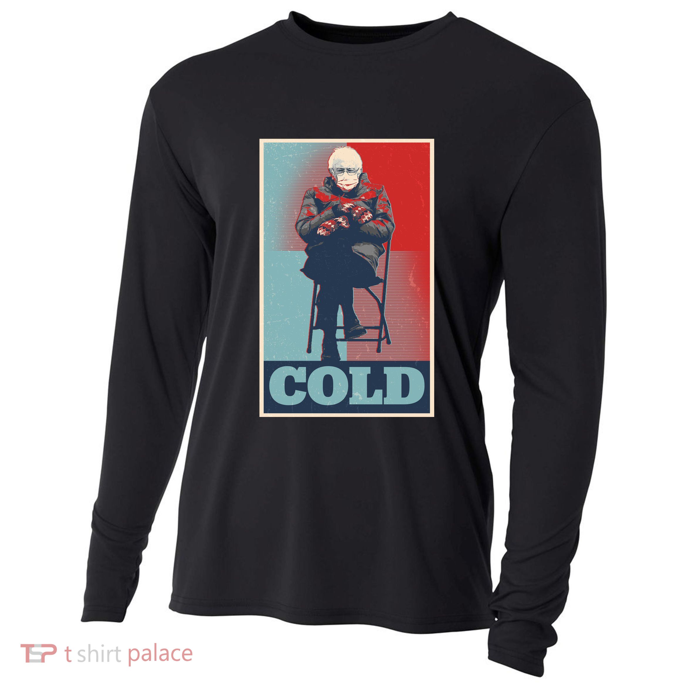 Funny Vintage Vote Cold Poster Bernie Sanders Mitten Meme Cooling Performance Long Sleeve Crew