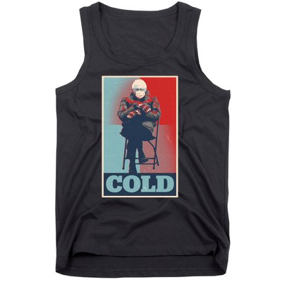 Funny Vintage Vote Cold Poster Bernie Sanders Mitten Meme Tank Top