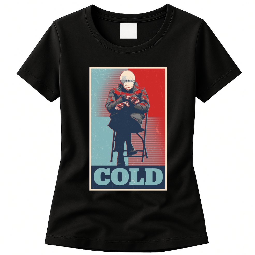 Funny Vintage Vote Cold Poster Bernie Sanders Mitten Meme Womens T-Shirt