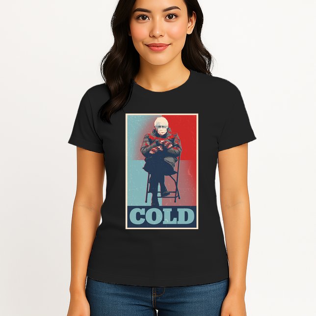 Funny Vintage Vote Cold Poster Bernie Sanders Mitten Meme Womens T-Shirt
