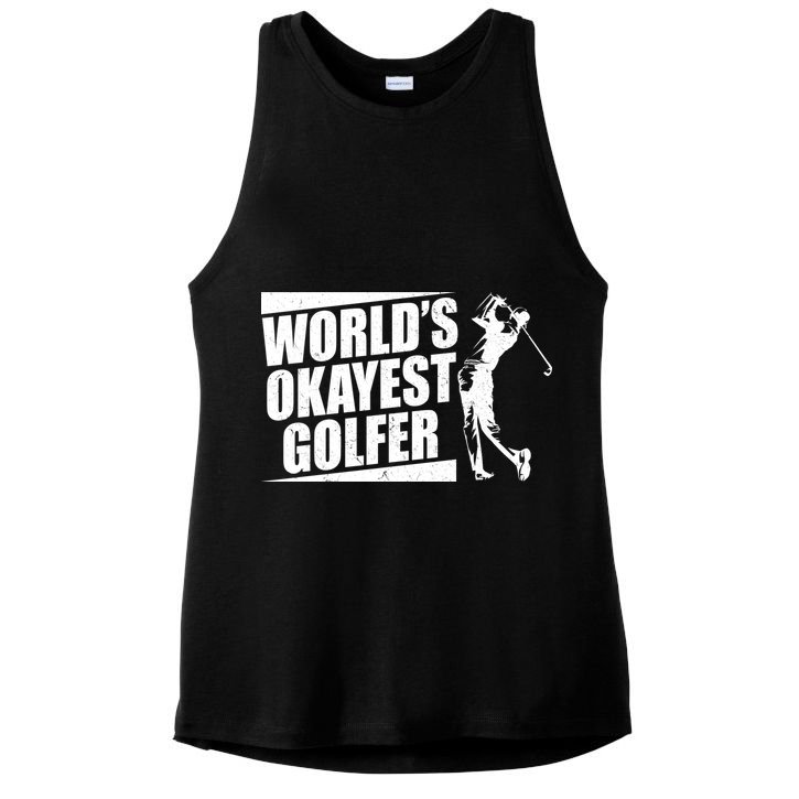 Funny Vintage World's Okayest Golfer Ladies PosiCharge Tri-Blend Wicking Tank