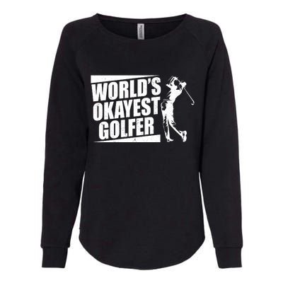 Funny Vintage World's Okayest Golfer Womens California Wash Sweatshirt