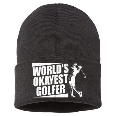 Funny Vintage World's Okayest Golfer Sustainable Knit Beanie