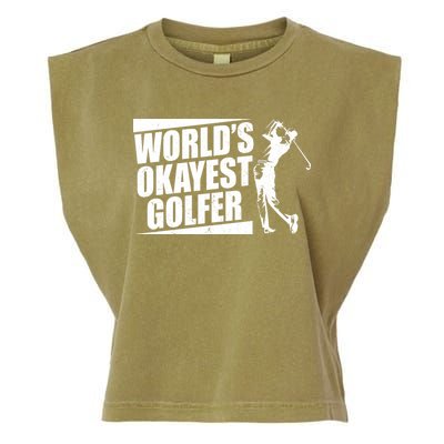 Funny Vintage World's Okayest Golfer Garment-Dyed Women's Muscle Tee