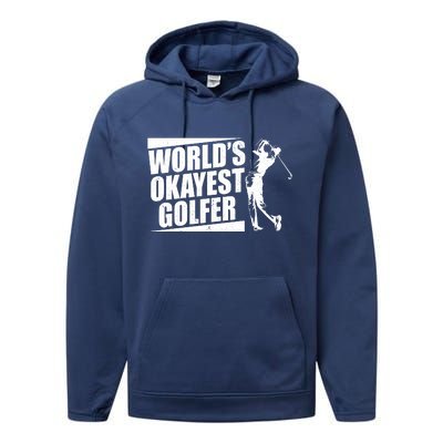 Funny Vintage World's Okayest Golfer Performance Fleece Hoodie