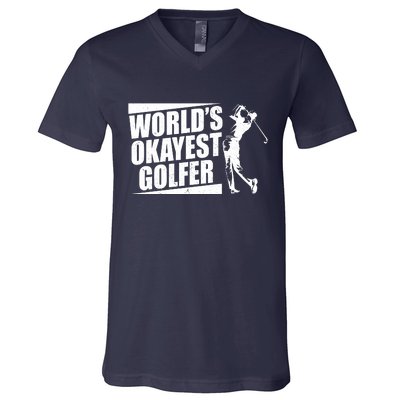 Funny Vintage World's Okayest Golfer V-Neck T-Shirt