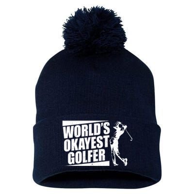 Funny Vintage World's Okayest Golfer Pom Pom 12in Knit Beanie