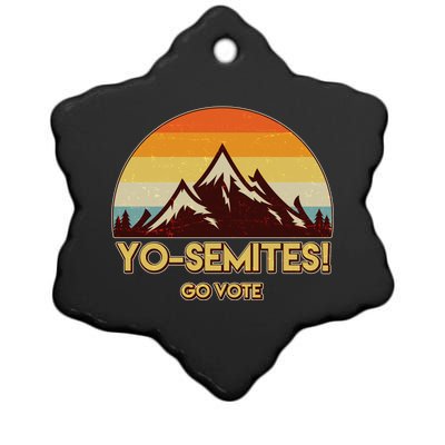 Funny Vintage Yo-Semites Go Vote Anti Trump Ceramic Star Ornament