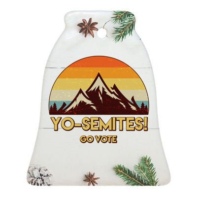 Funny Vintage Yo-Semites Go Vote Anti Trump Ceramic Bell Ornament