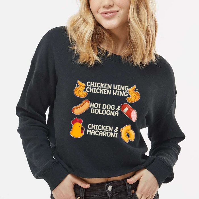 Funny Viral Chicken Wing Song Meme Cropped Pullover Crew