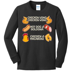 Funny Viral Chicken Wing Song Meme Kids Long Sleeve Shirt