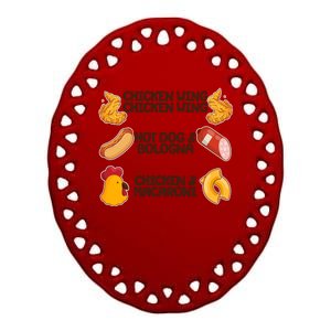 Funny Viral Chicken Wing Song Meme Ceramic Oval Ornament