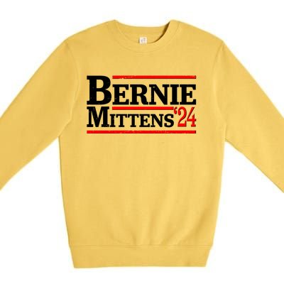 Funny Vote Bernie & Mittens 2024 Logo Premium Crewneck Sweatshirt