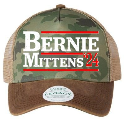 Funny Vote Bernie & Mittens 2024 Logo Legacy Tie Dye Trucker Hat