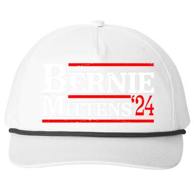 Funny Vote Bernie & Mittens 2024 Logo Snapback Five-Panel Rope Hat