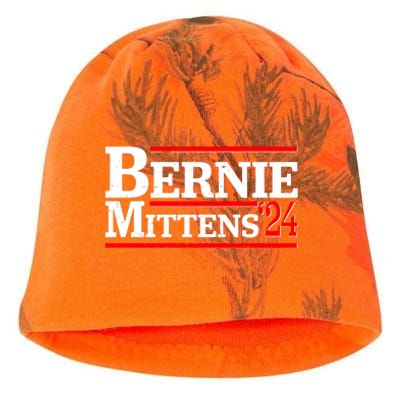 Funny Vote Bernie & Mittens 2024 Logo Kati - Camo Knit Beanie